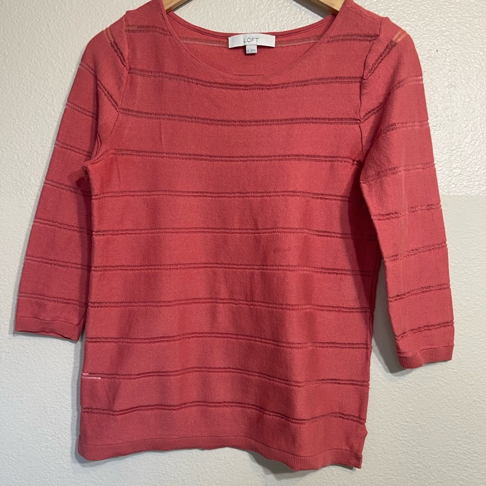 LOFT Vibrant Coral Knit Top medium